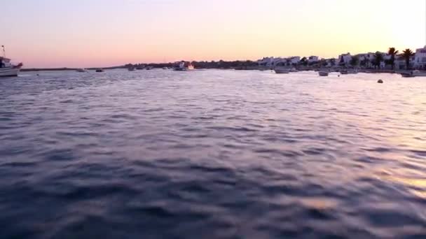 Ria Formosa natural conservation region, boat travel. St.Luzia, Algarve. Portugal. — Stock video