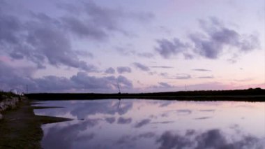 günbatımı, ria formosa koruma Parkı, algarve. Portekiz