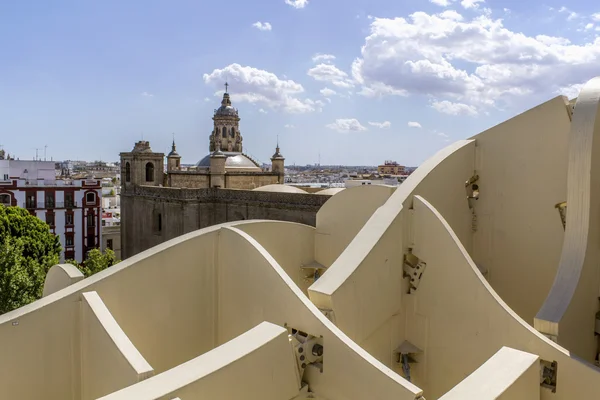 Panoramic view in the top of Metropol Parasol in Plaza de la Encarnacion on 31 of May 2014 in Sevilla,Spain. — Stock Photo, Image