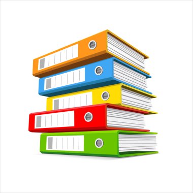 Pile of colorful ring binders clipart
