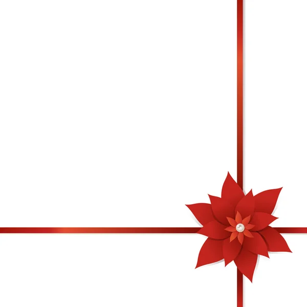 Різдвяна стрічка з пуансетією та перлиною — стоковий вектор