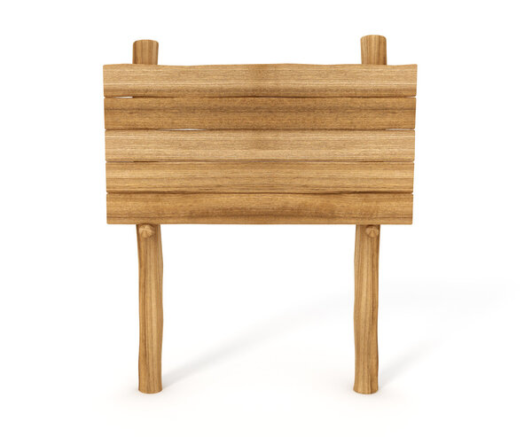 Empty Wooden Sign Isolated on White Background