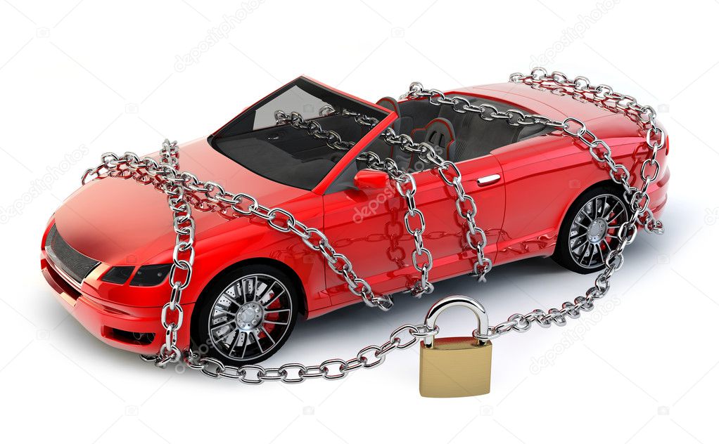 NO BRAND Car protected & secured with chain