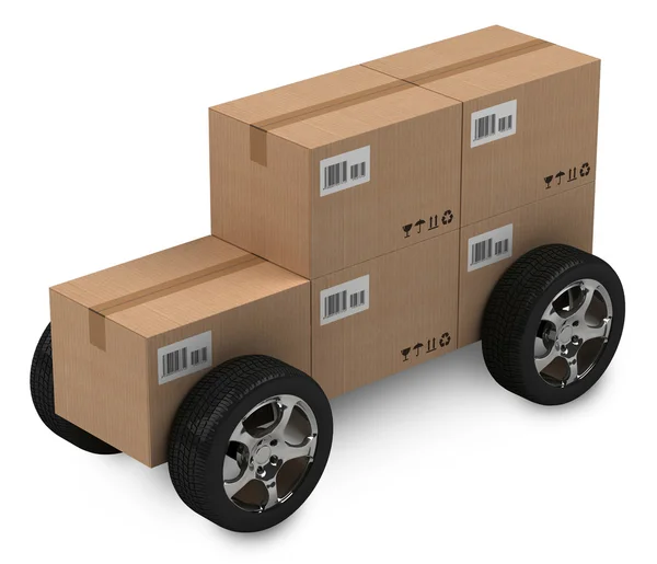 Karton dobozok, szállítás fogalma — Stock Fotó