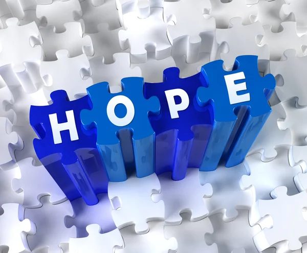 Creative 3D pieces of puzzle and word Hope — Stock Photo, Image