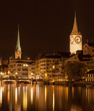 Zürih, limmat, sonbahar gece