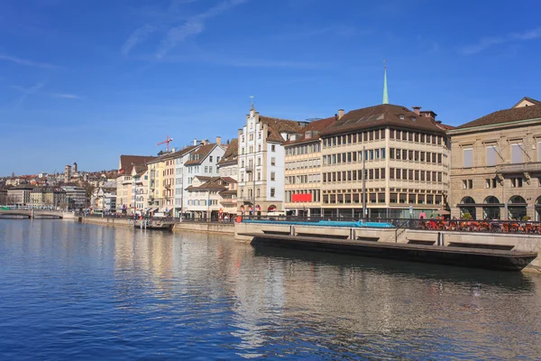 Zurich, Limmat river quay — Stock Photo, Image