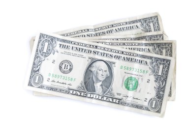 bir dolar faturaları izole ikiye katlanmış