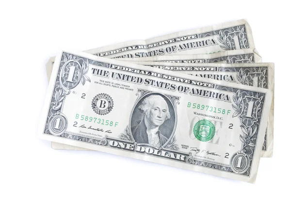 Ein-Dollar-Scheine zur Hälfte zusammengefaltet — Stockfoto