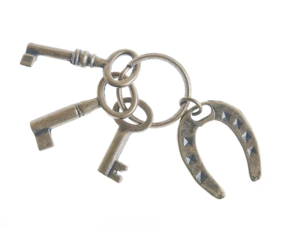 Keys with rustic lucky — Stock Photo, Image