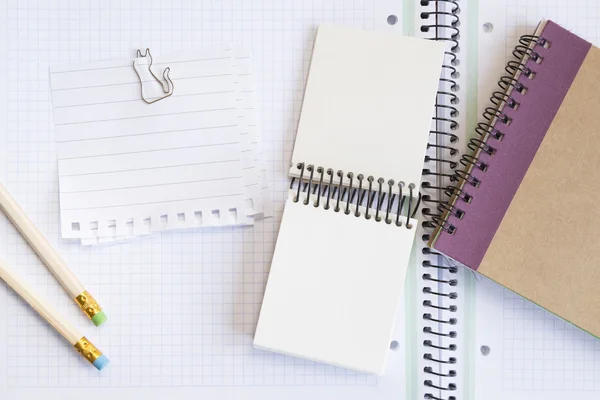 Notebooks with pens and paper — Stock Photo, Image