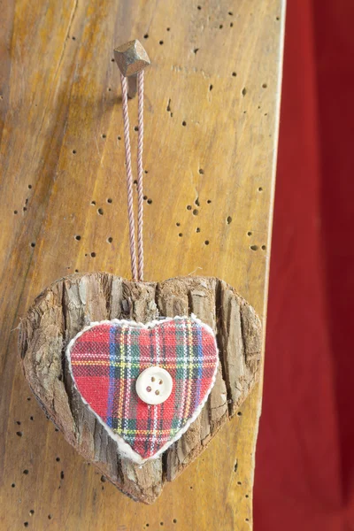 Fabric heart hanging — Stock Photo, Image