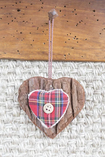 Fabric heart hanging — Stock Photo, Image