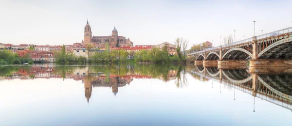 Salamanca sobre el río Tormes y la Catedral, España — Foto de Stock