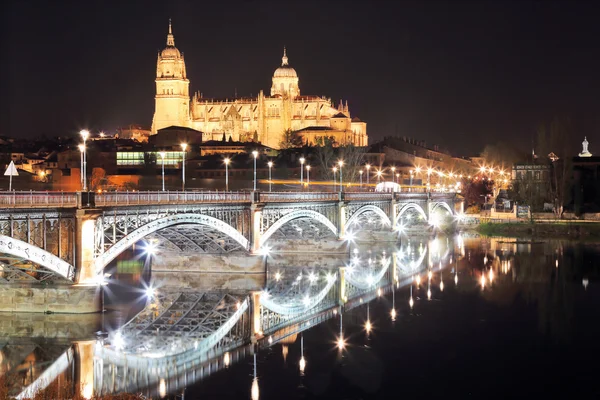 Night view of the Cathedral of Salamanca — Stock Photo, Image