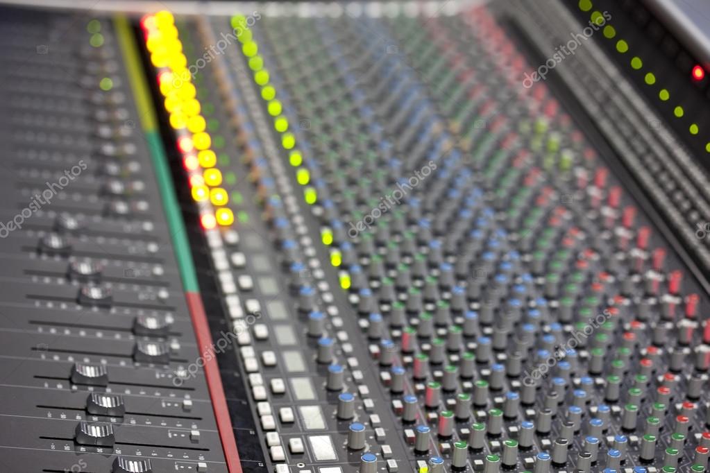 Large Music Mixer Desk In Recording Studio Stock Photo