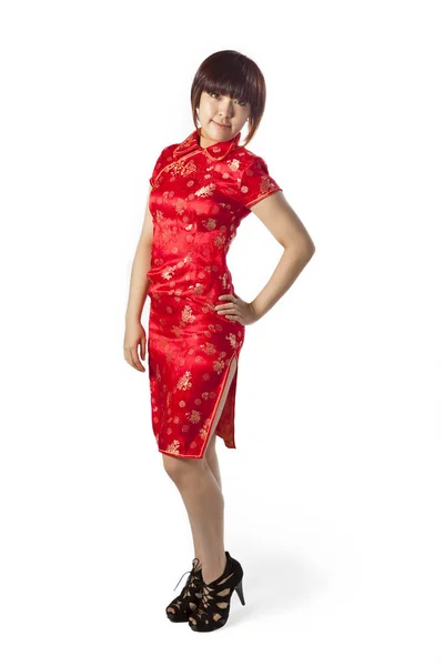 Donna cinese in Cheongsam tradizionale — Foto Stock