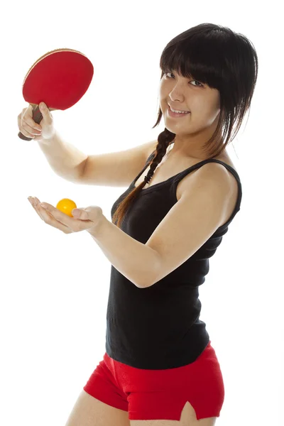 Jeune asiatique femme palying ping-pong — Photo