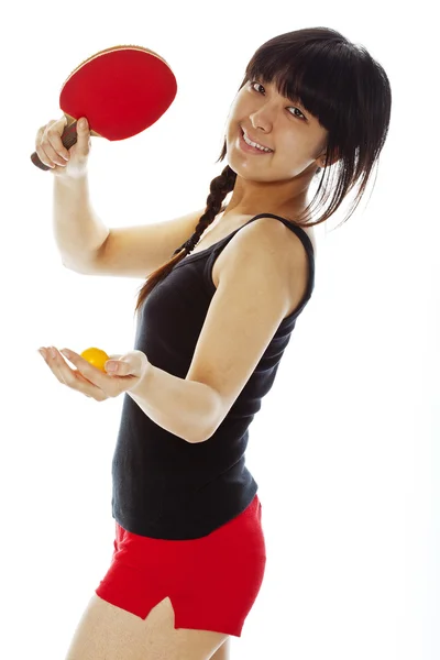 Young Asian woman palying ping-pong — Stock Photo, Image