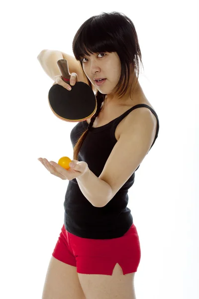 Young Asian woman palying ping-pong — Stock Photo, Image