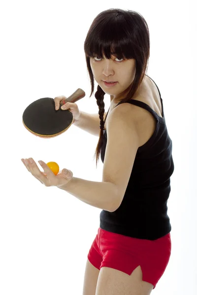 Молодая азиатка бледнолицый пинг-понг — стоковое фото
