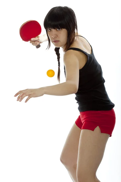 Young Asian woman palying ping-pong — Stock Photo, Image