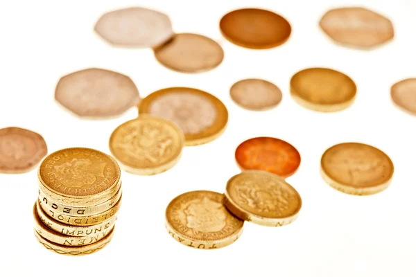 Britse munten geïsoleerd op wit — Stockfoto