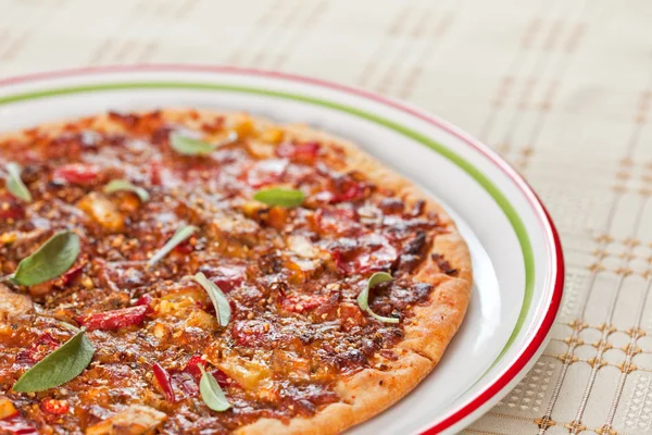 Crusty cooked pizza — Stock Photo, Image