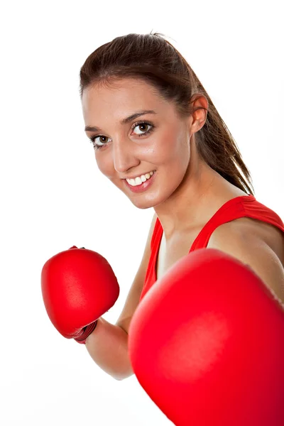 Menina bonita boxe — Fotografia de Stock