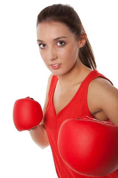 Guapa chica boxeo — Foto de Stock