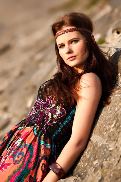 Portrait of young hippie girl — Stock Photo, Image