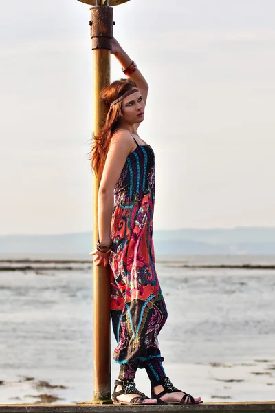 Portrait of young hippie girl — Stock Photo, Image