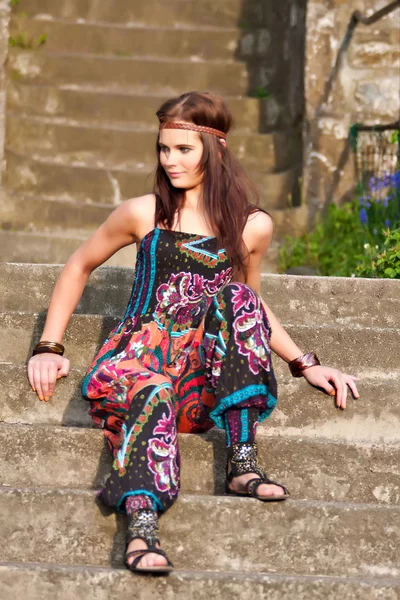 Portrait of young hippie girl — Stock Photo, Image