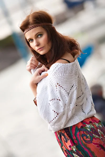 Portrait of young hippie girl — Stock Photo, Image