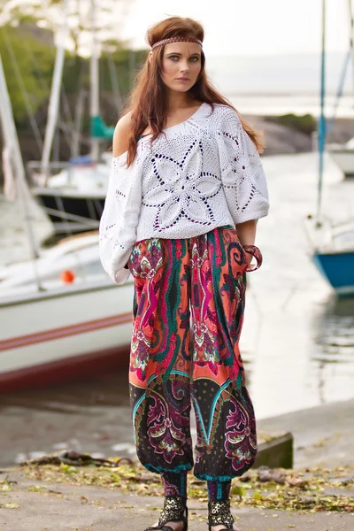 젊은 히피 여자의 초상화 — 스톡 사진