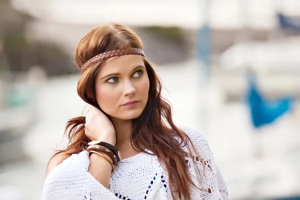 Portrait of young hippie girl — Stock Photo, Image