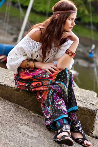 Portrait de jeune fille hippie — Photo