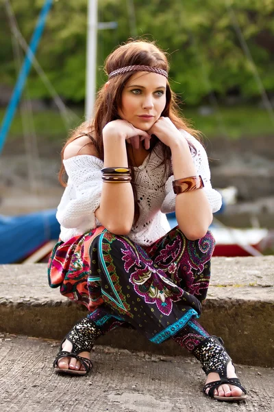 Portrait of young hippie girl — Stock Photo, Image
