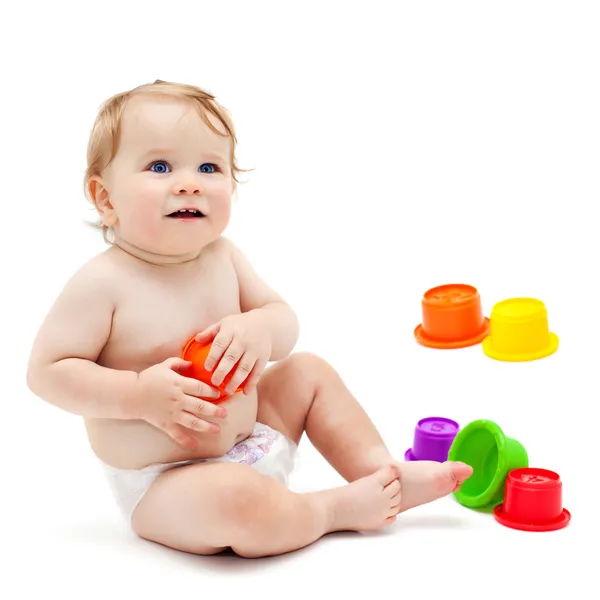 Bonito menino com brinquedos — Fotografia de Stock