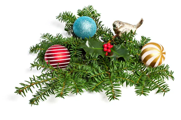 Christmas ornament with spruce branch — Stock Photo, Image