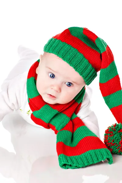 Bebek Noel şapka ve atkı — Stok fotoğraf