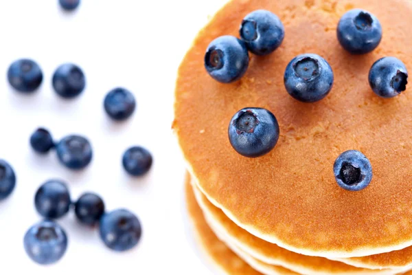 Stack of pancakes with fresh blueberries — Stock Photo, Image