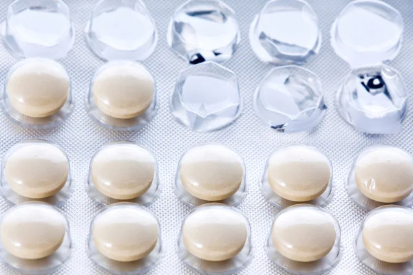 Round pills in blister pack — Stock Photo, Image