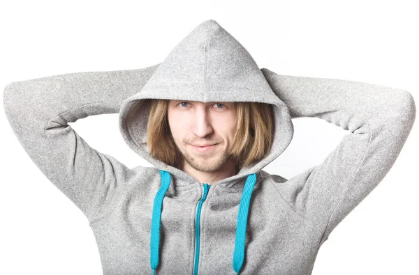 Portrait of young man with long blond hair — Stock Photo, Image