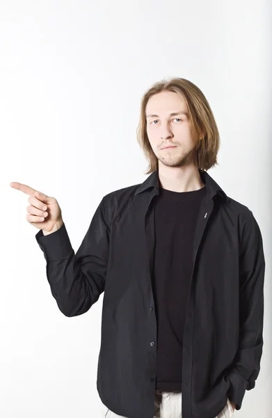 Portrait of young man with long blond hair — Stock Photo, Image