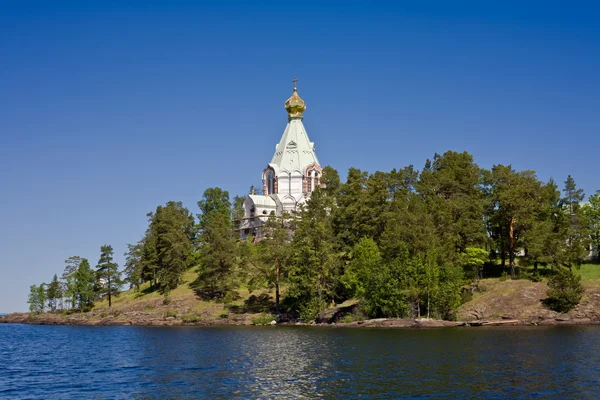 Beautiful view of Orthodox monastery on island Valaam. Ladoga lake. The north of Russia — Stock Photo, Image