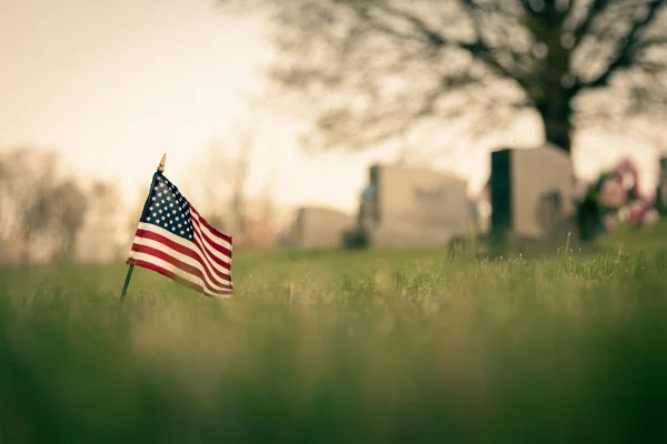 Gravestones Cemetery Flag — Stock fotografie