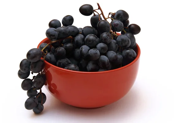 Branch of grapes in the red bowl Royalty Free Stock Photos