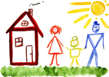 çocuk ve ailesi çizim