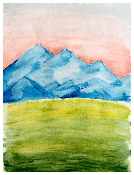 Landscape painted in watercolor — Stock Photo, Image